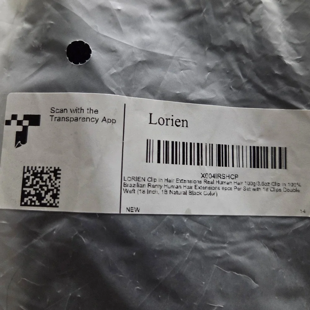 Lorien 18 Inch Clip in Hair Extensions 100% Real Human Remy Hair 1B Black